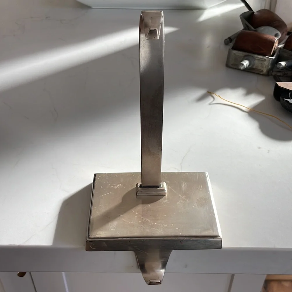 Restoration Hardware Polished Nickel Christmas Wreath Hanger Stocking Holder